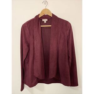 db established 1962 Wine Faux Suede Open Front Cardigan Size Medium